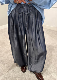 Satin Harem Balloon Pants | Indigo Blue