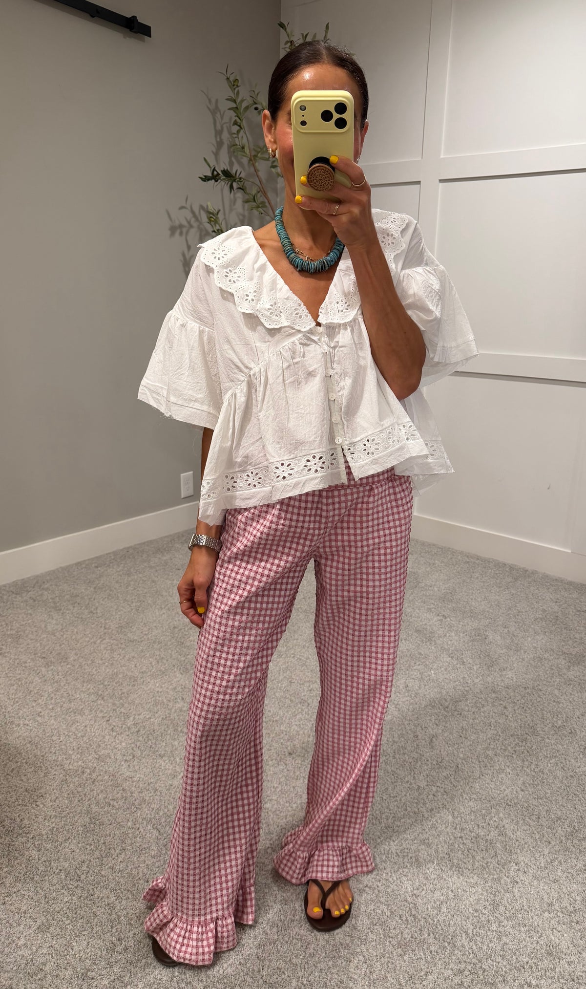 Remi Gingham Pants | Mauve