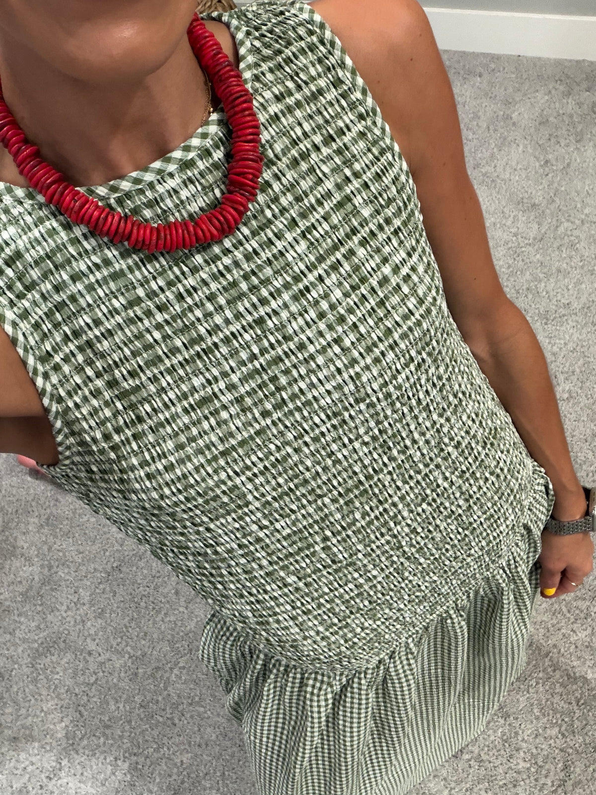 Cora Gingham Maxi Dress | Green