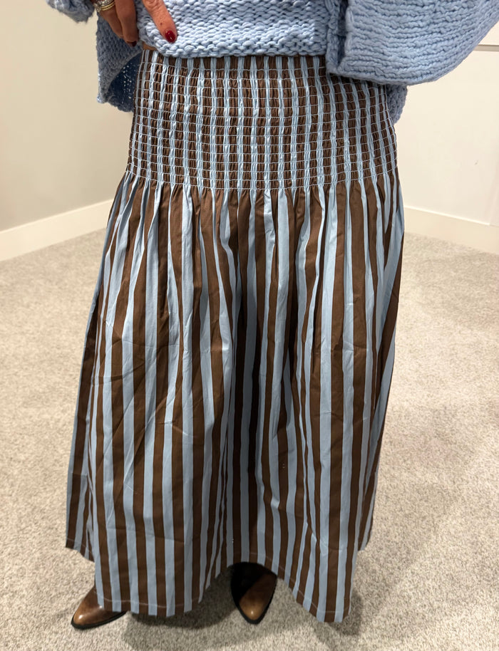 The Parker Stripe Skirt | Blue/Brown