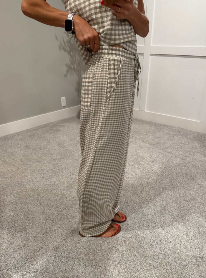 Saylor Gingham Pants | Tan/Cream