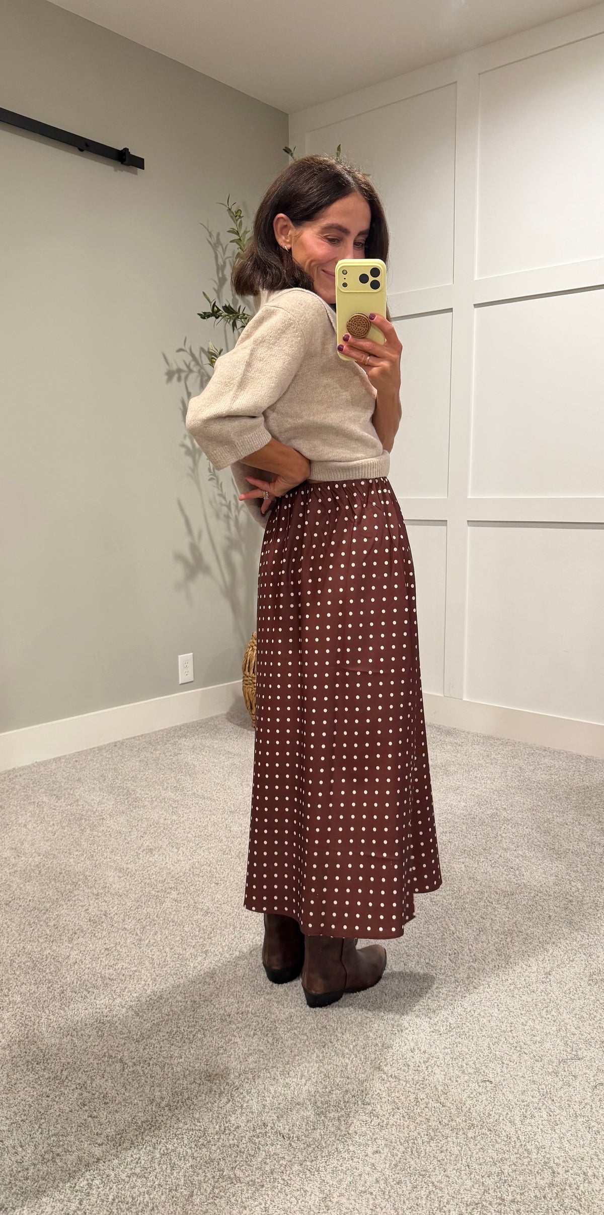 Polka Skirt | Brown/Ivory