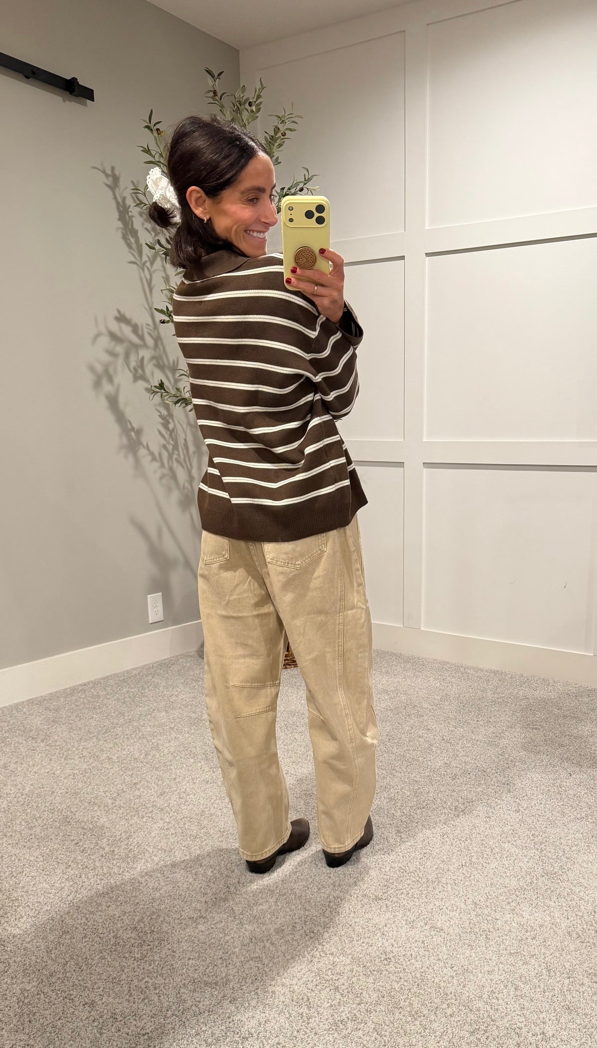 The Nora Sweater Polo | Brown Striped