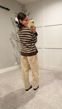 The Nora Sweater Polo | Brown Striped