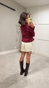 The Elisa Striped Cardigan | Navy/Red