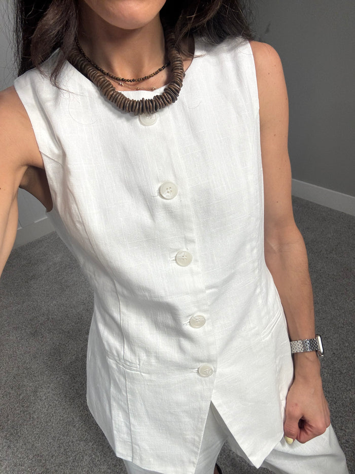 Bruno Linen Vest | White