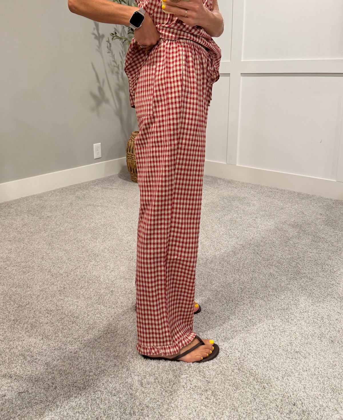 Olivia Plaid Set | Red/Taupe