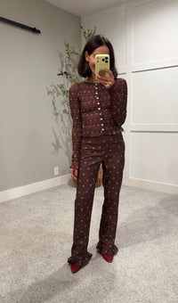 Ashton Top | Brown/Blue Polka Dot