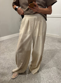 Pleated Wide Leg Pants | Oatmeal