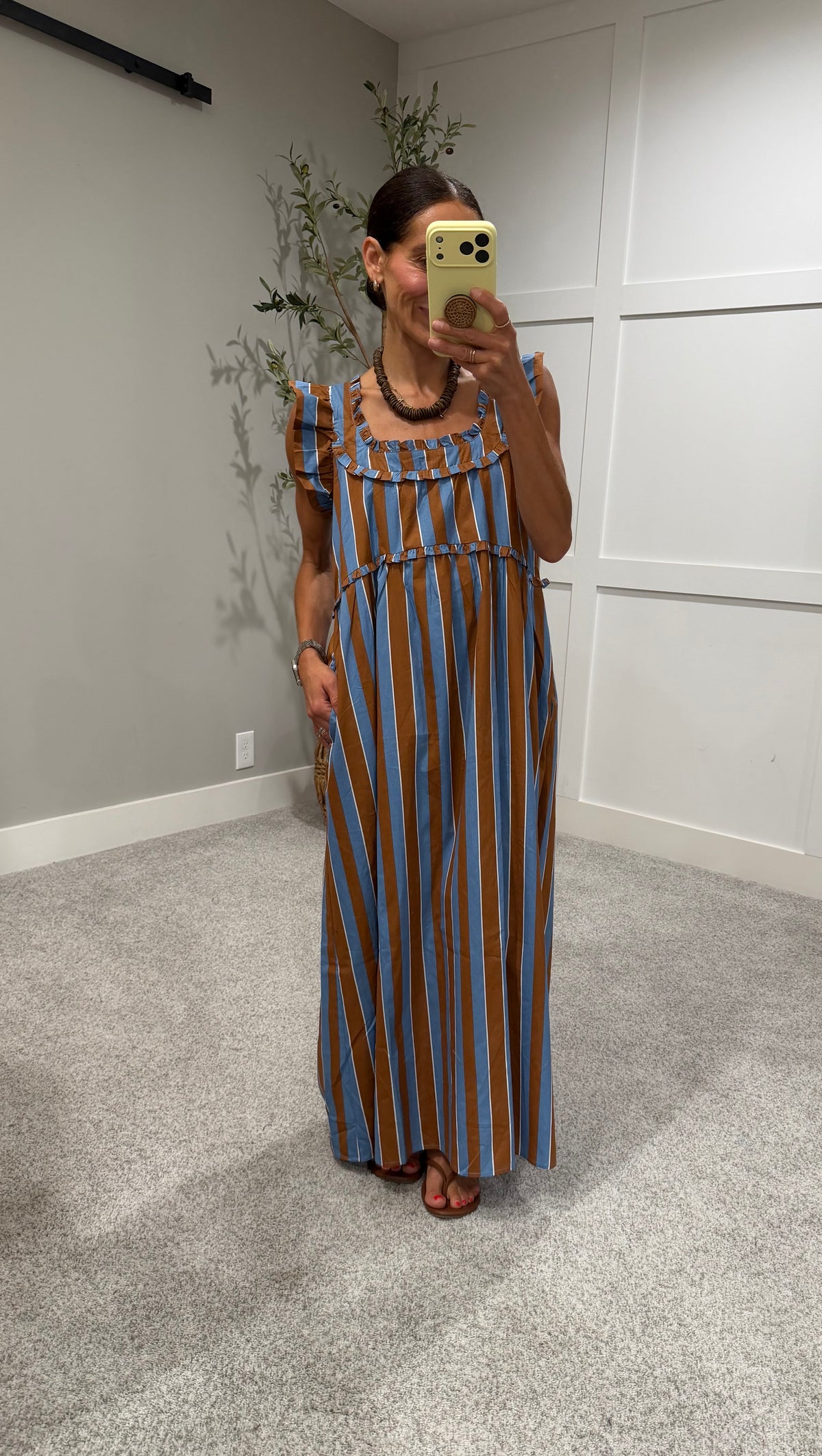 Aspen Chocolate Blue Striped Dress