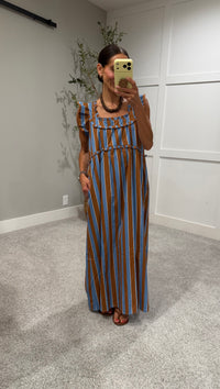 Aspen Chocolate Blue Striped Dress