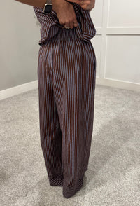 Monica Striped Set | Brown/Blue