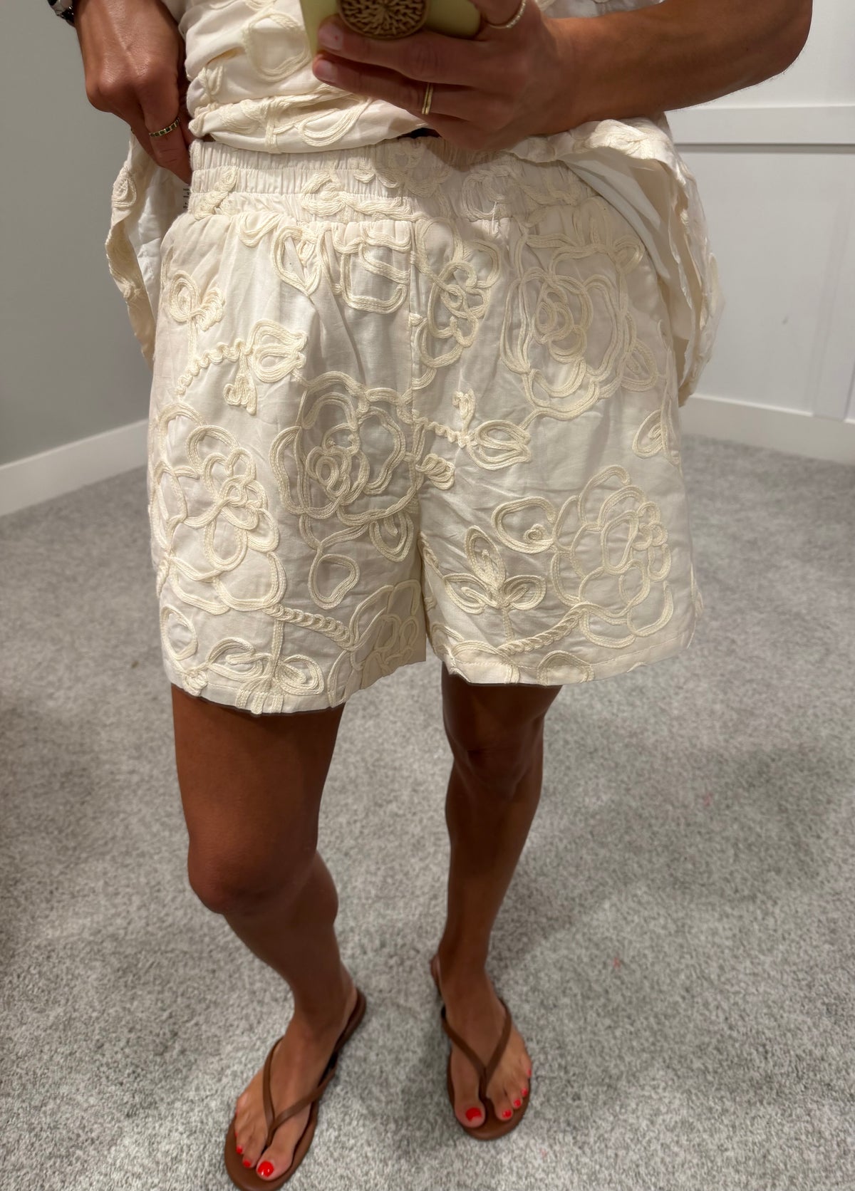 Embroidered Strapless Set | Cream