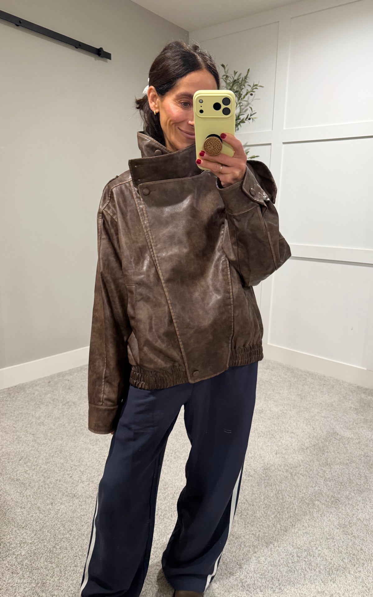 Vegan Leather Jacket | Vintage Brown