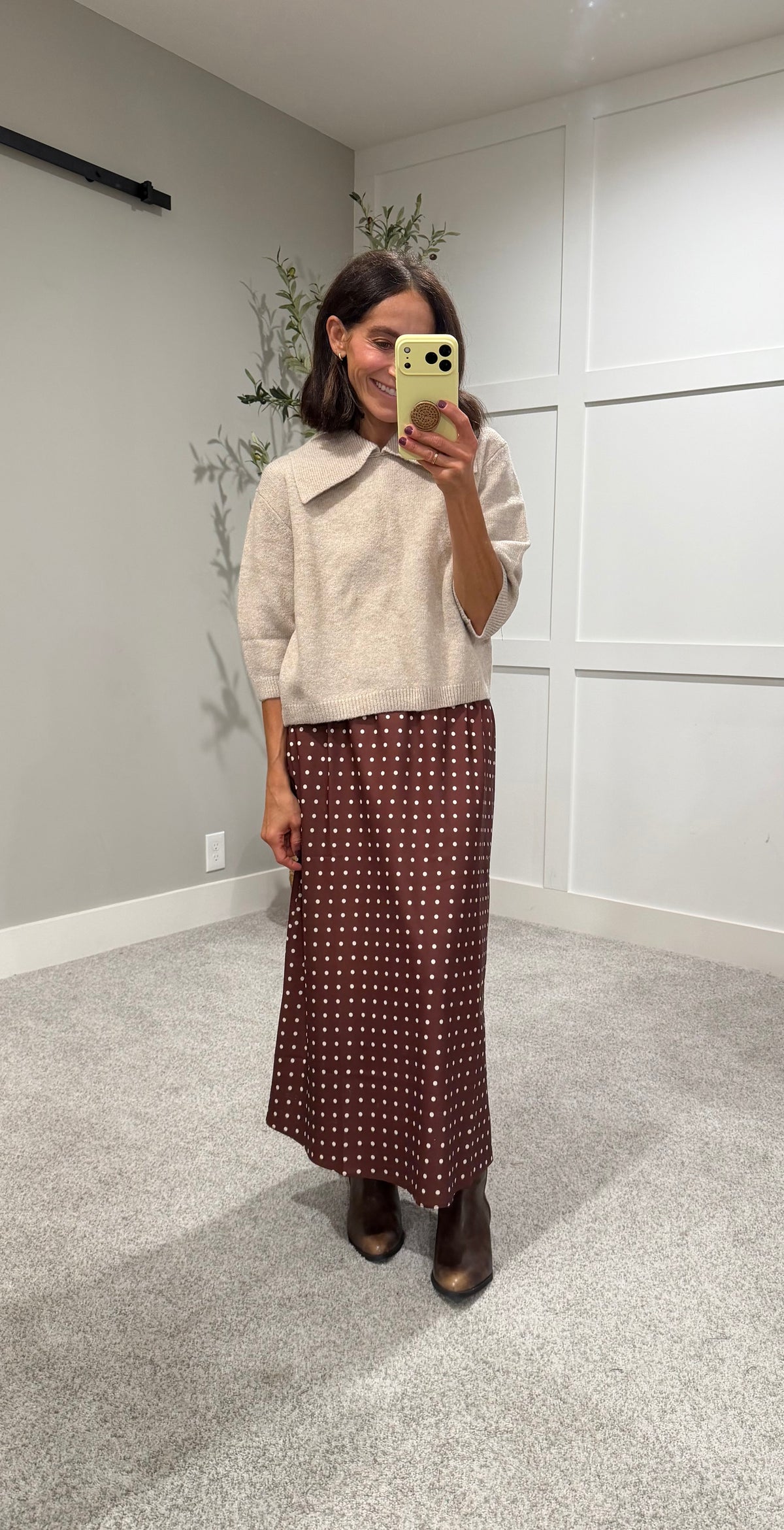 Polka Skirt | Brown/Ivory