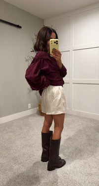 Scallop Trim Satin Shorts | Shell