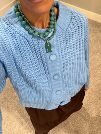 Jackie Blue Button Up Knit Cardigan