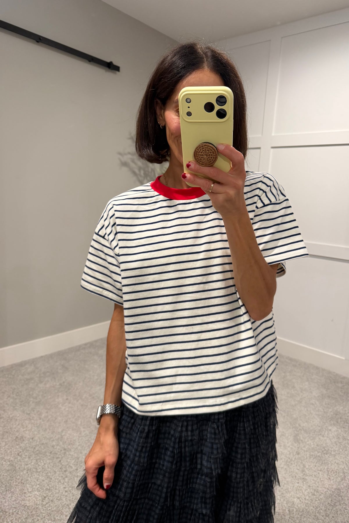 Jude Striped Tee | Navy/Red