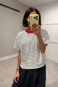 Jude Striped Tee | Navy/Red