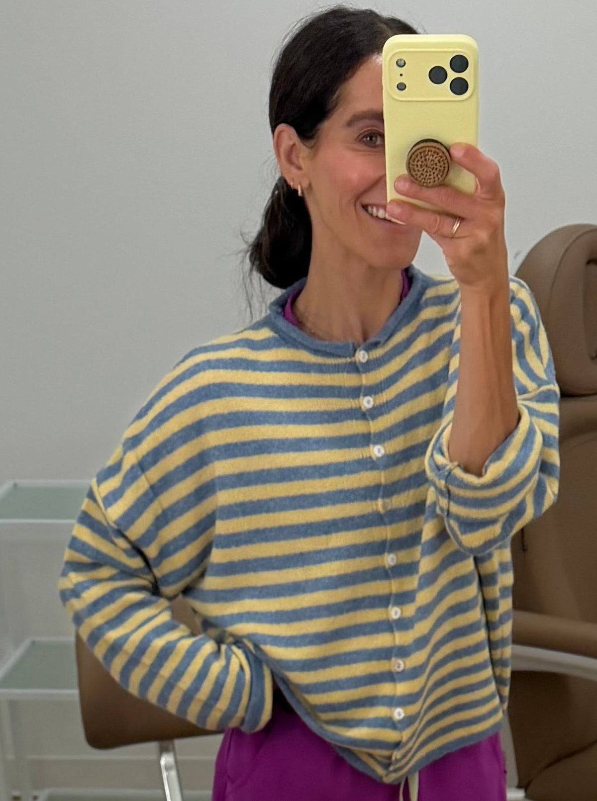 Piper Striped Cardigan | Butter/Blue