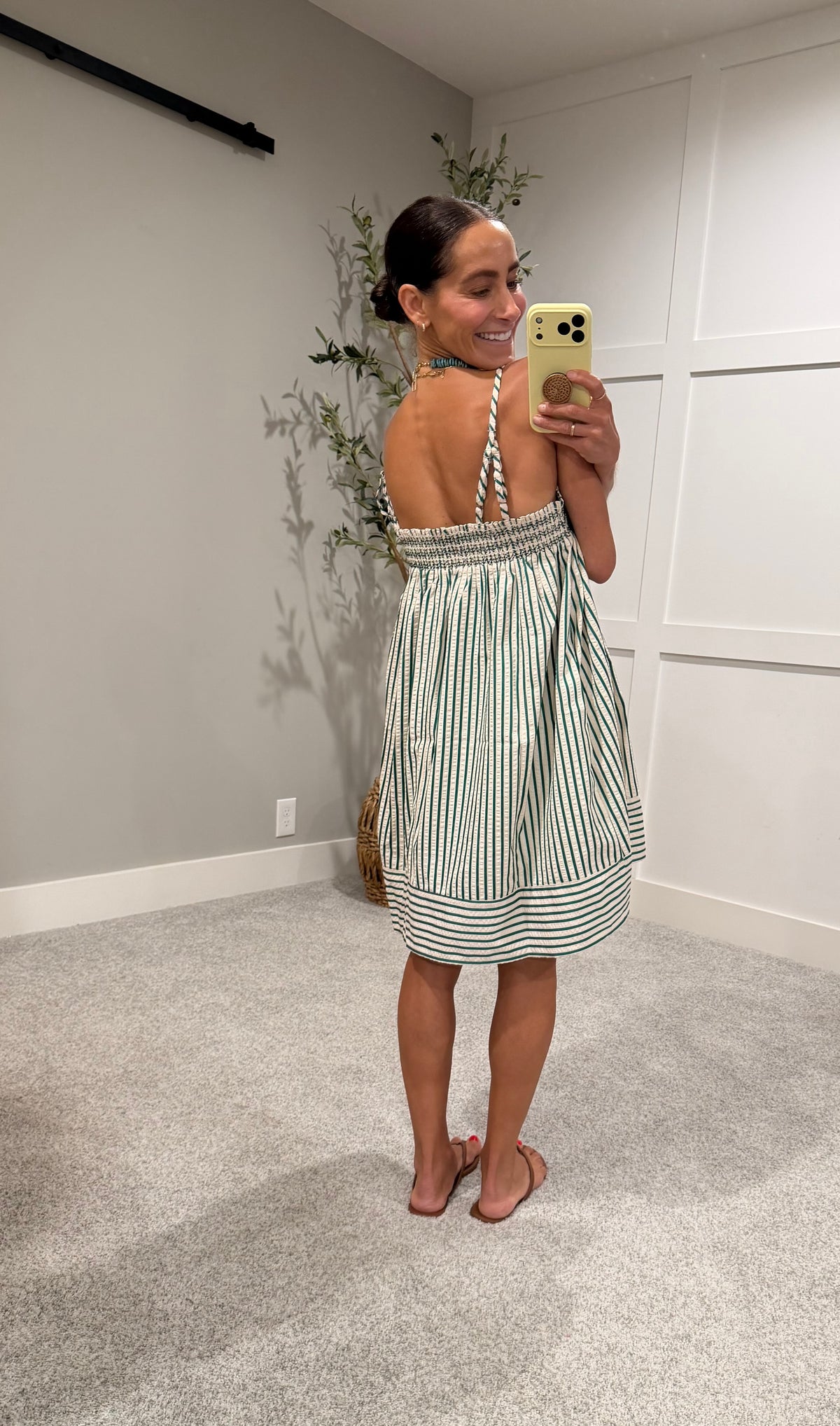 Jade Striped Dress | Green/Cream