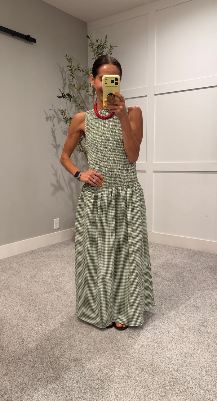 Cora Gingham Maxi Dress | Green