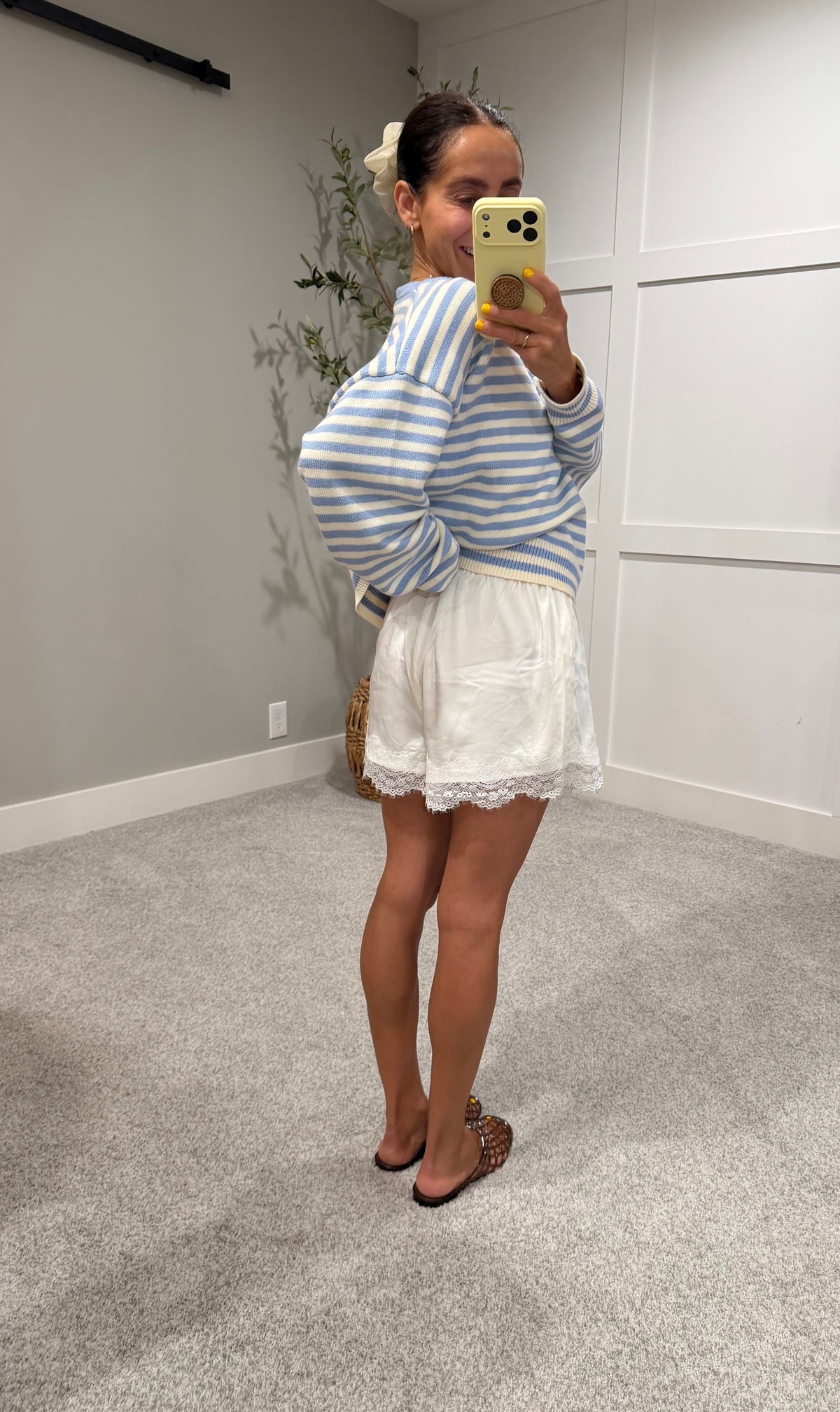 Scalloped Lace Trim Shorts | Off White