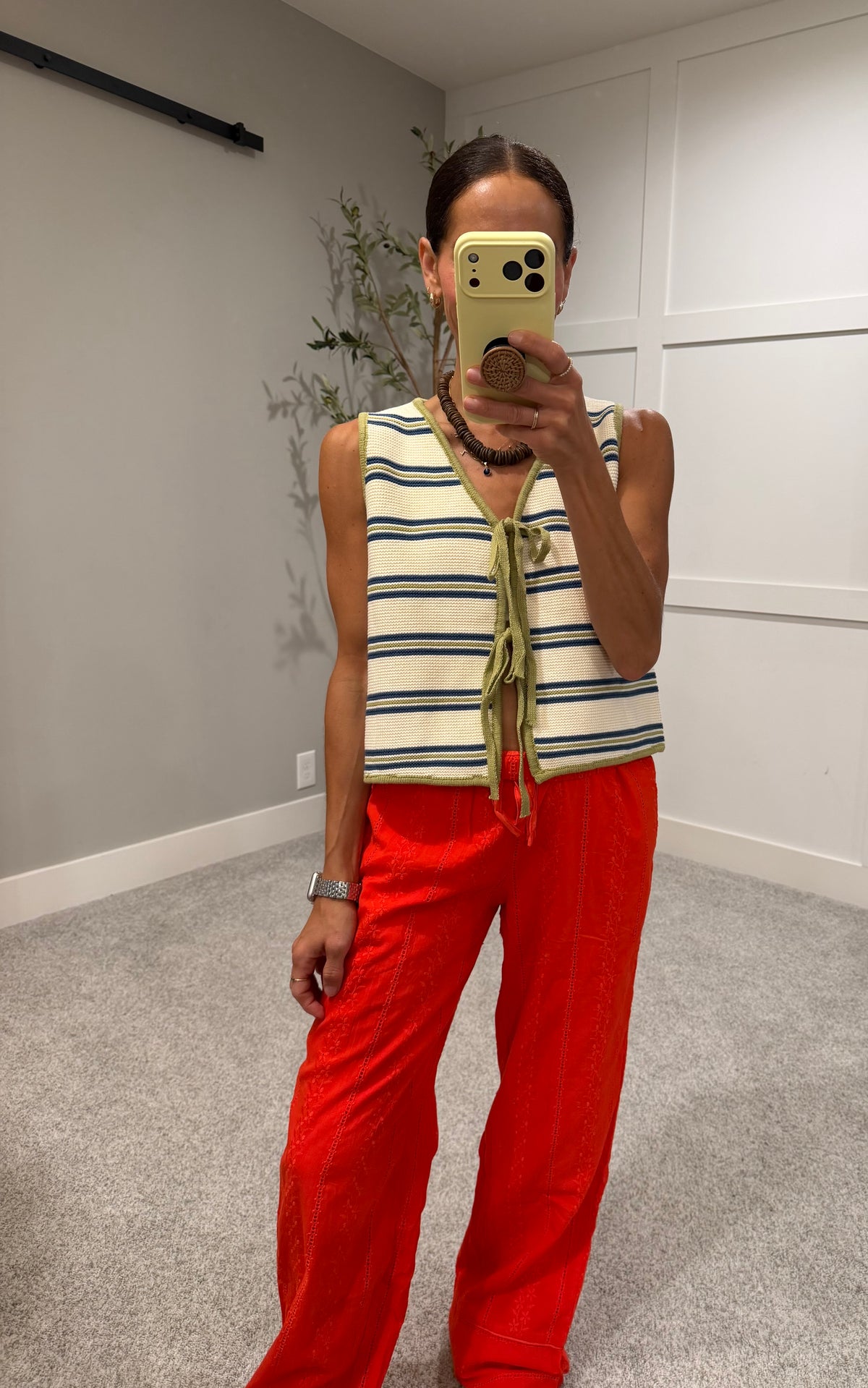 Croix Striped Knit Tie Front Vest