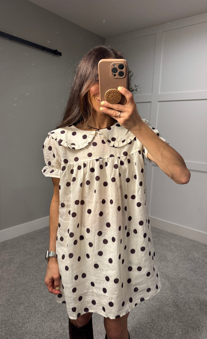 Flora Polka Dress | Cream
