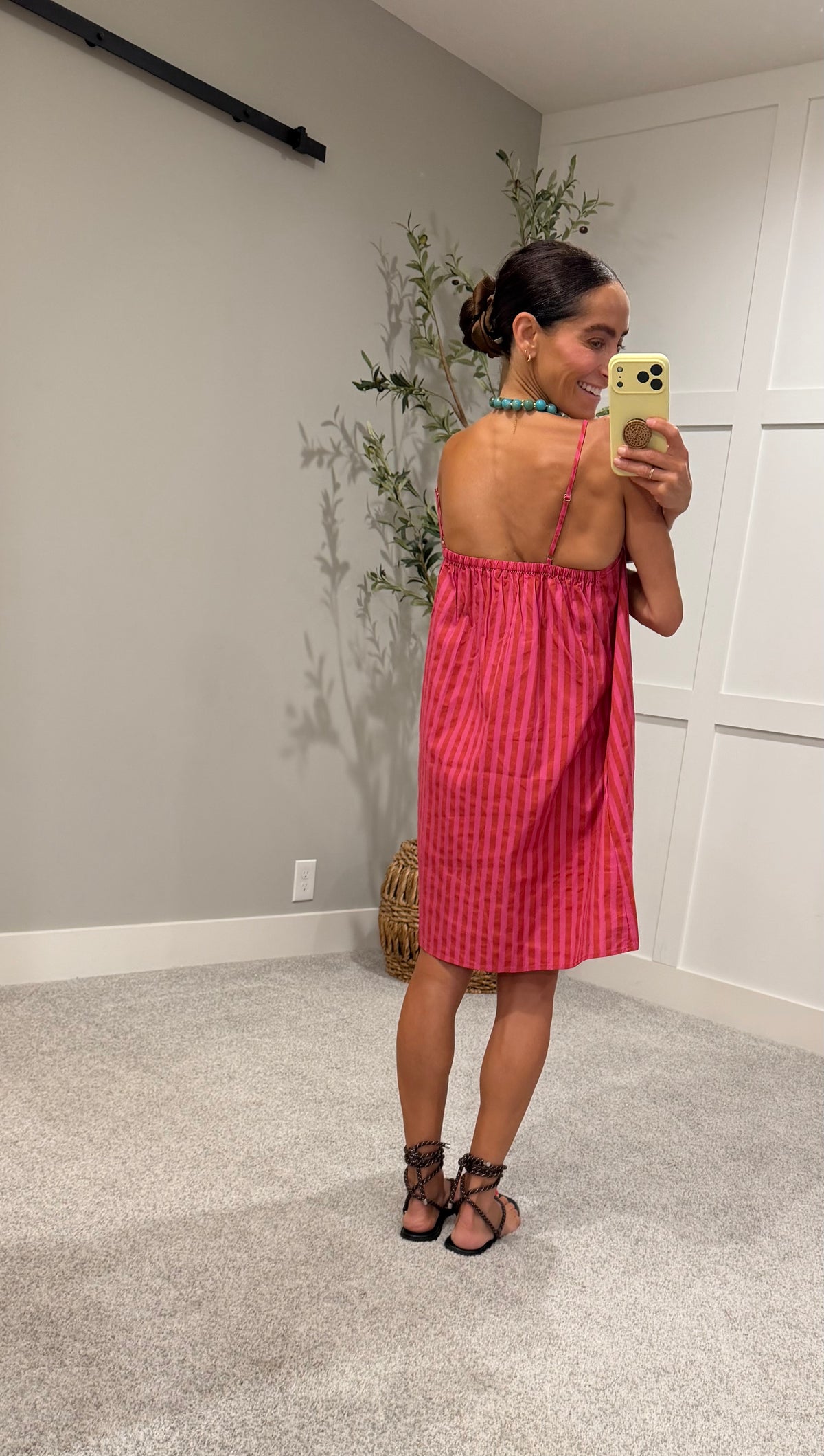 Candy Stripe Babydoll Mini Dress  | Pink Stripe