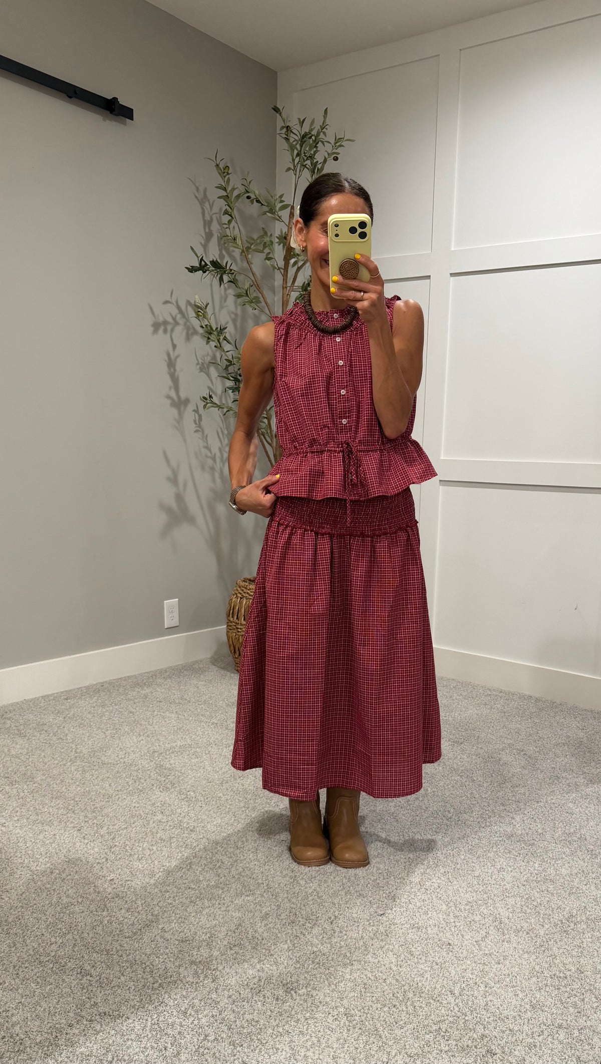 The Camryn Plaid Skirt | Burgundy Red