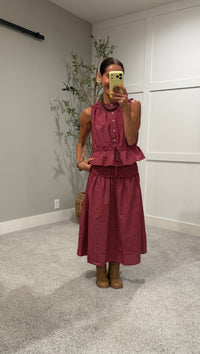 The Camryn Plaid Skirt | Burgundy Red