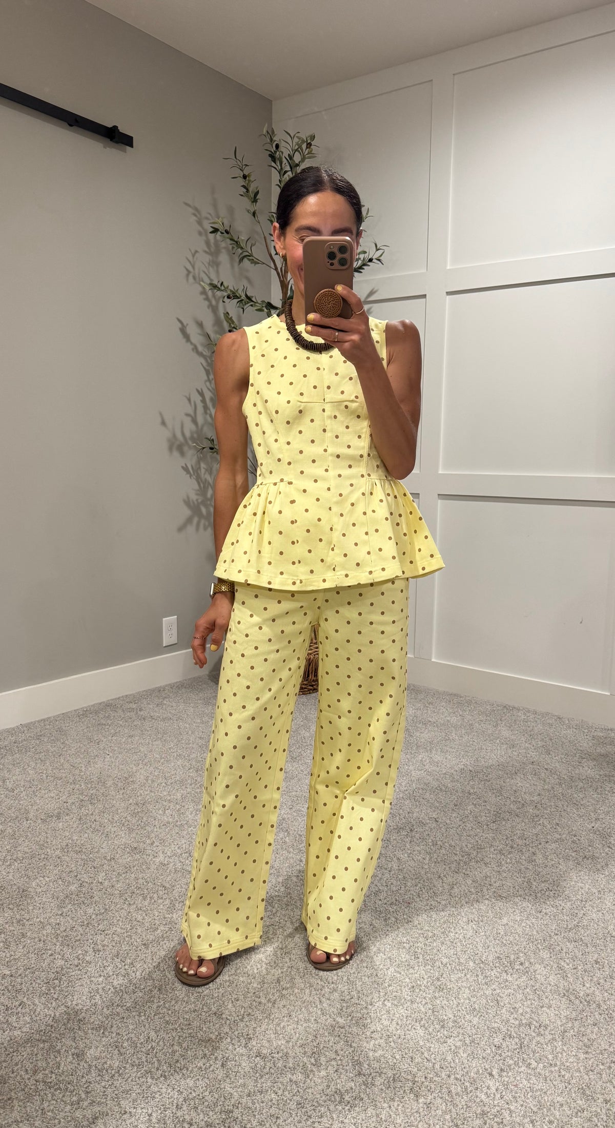 Amelia Denim Polka Dot Set | Yellow