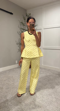 Amelia Denim Polka Dot Set | Yellow