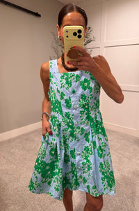 Azuela Floral Dress | Blue/Green