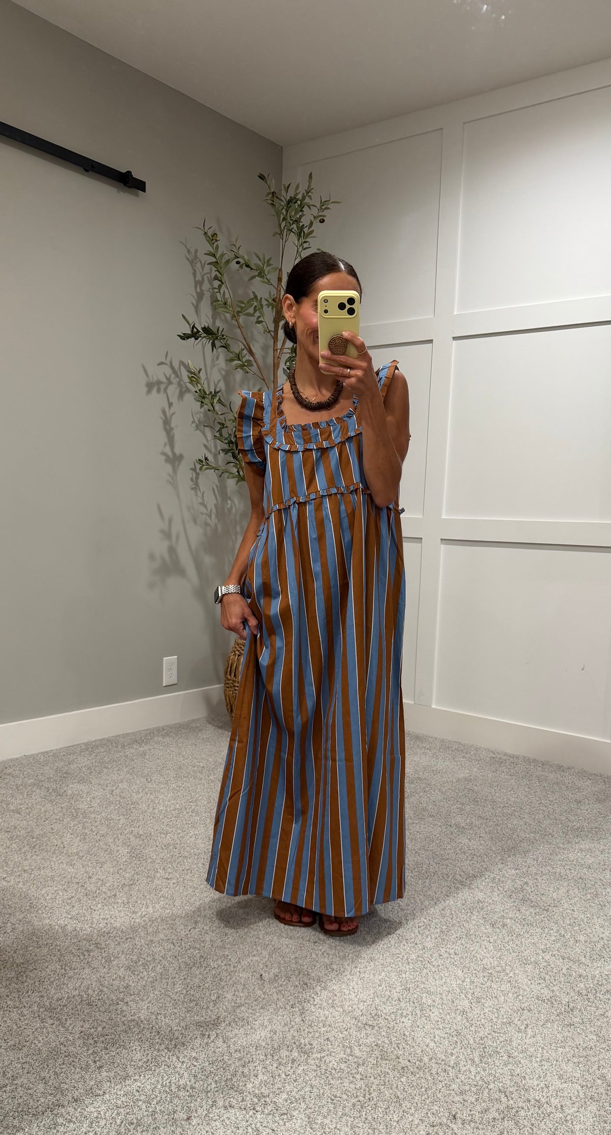 Aspen Chocolate Blue Striped Dress