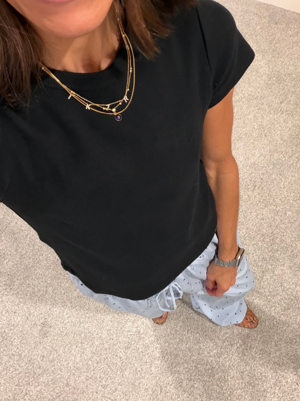 Essential Black Short Sleeve Top | Black