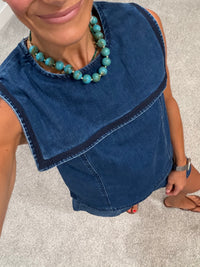 Muse Sailor Collar Denim Top