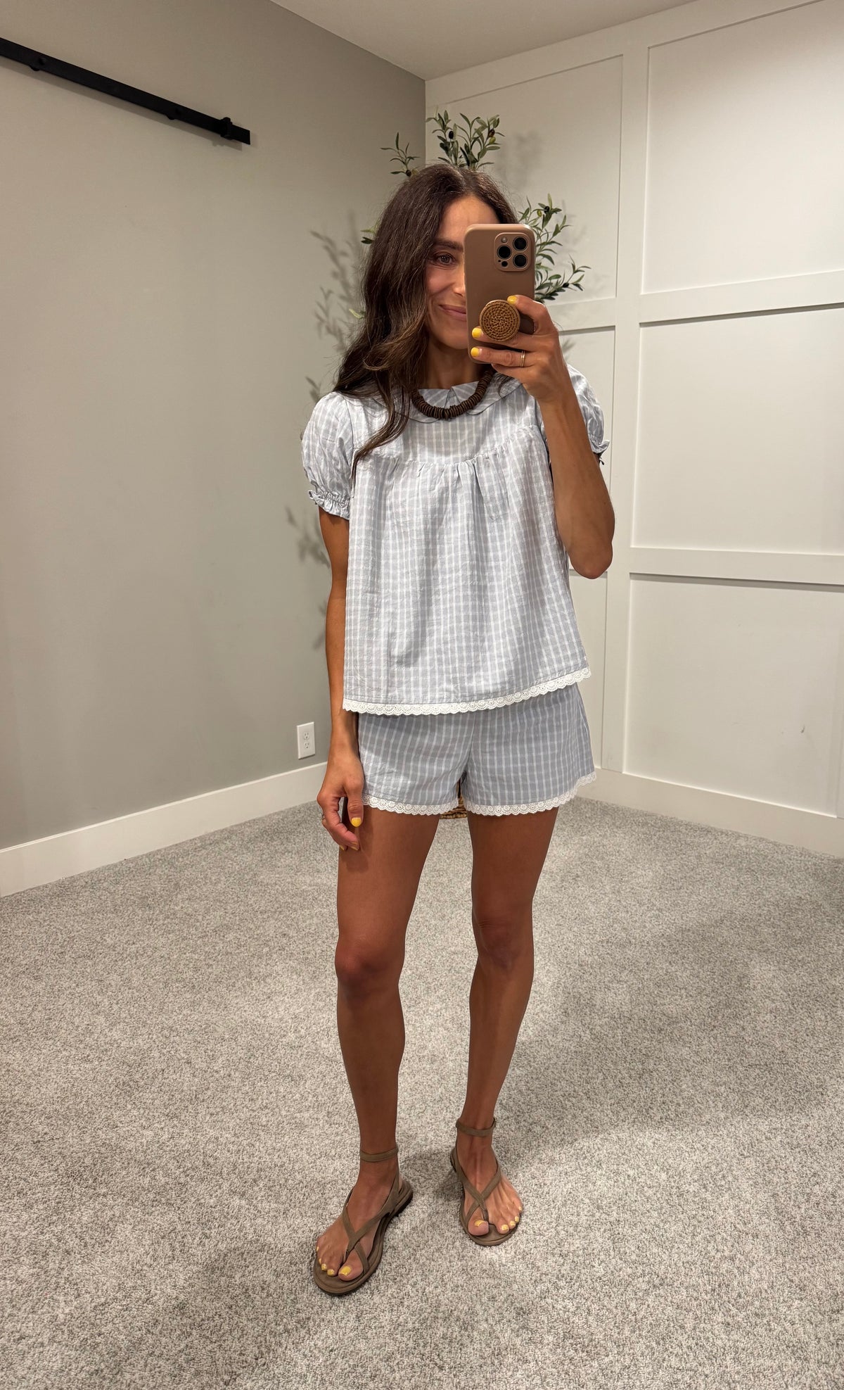 Anastasia Plaid Set | Dusty Blue/Grey