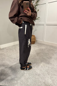 Striped Drawstring Jogger Pants | Midnight