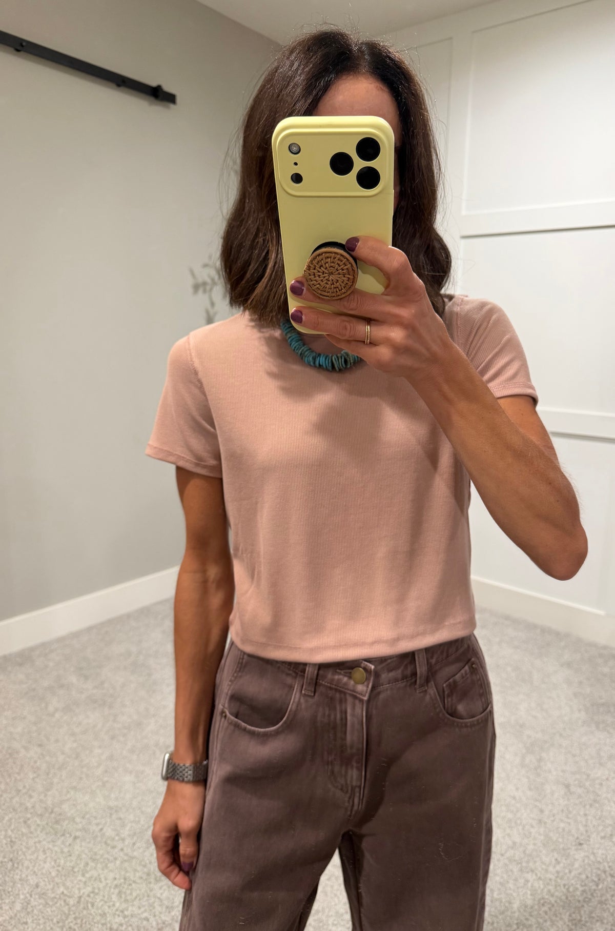 Ginger Ribbed Cropped Tee | Dusty Mauve
