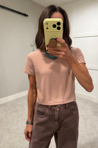 Ginger Ribbed Cropped Tee | Dusty Mauve