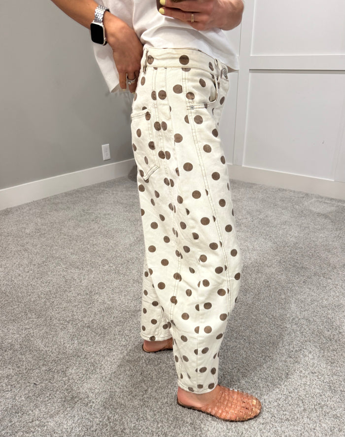Polka Dot Barrels | Cream/Brown