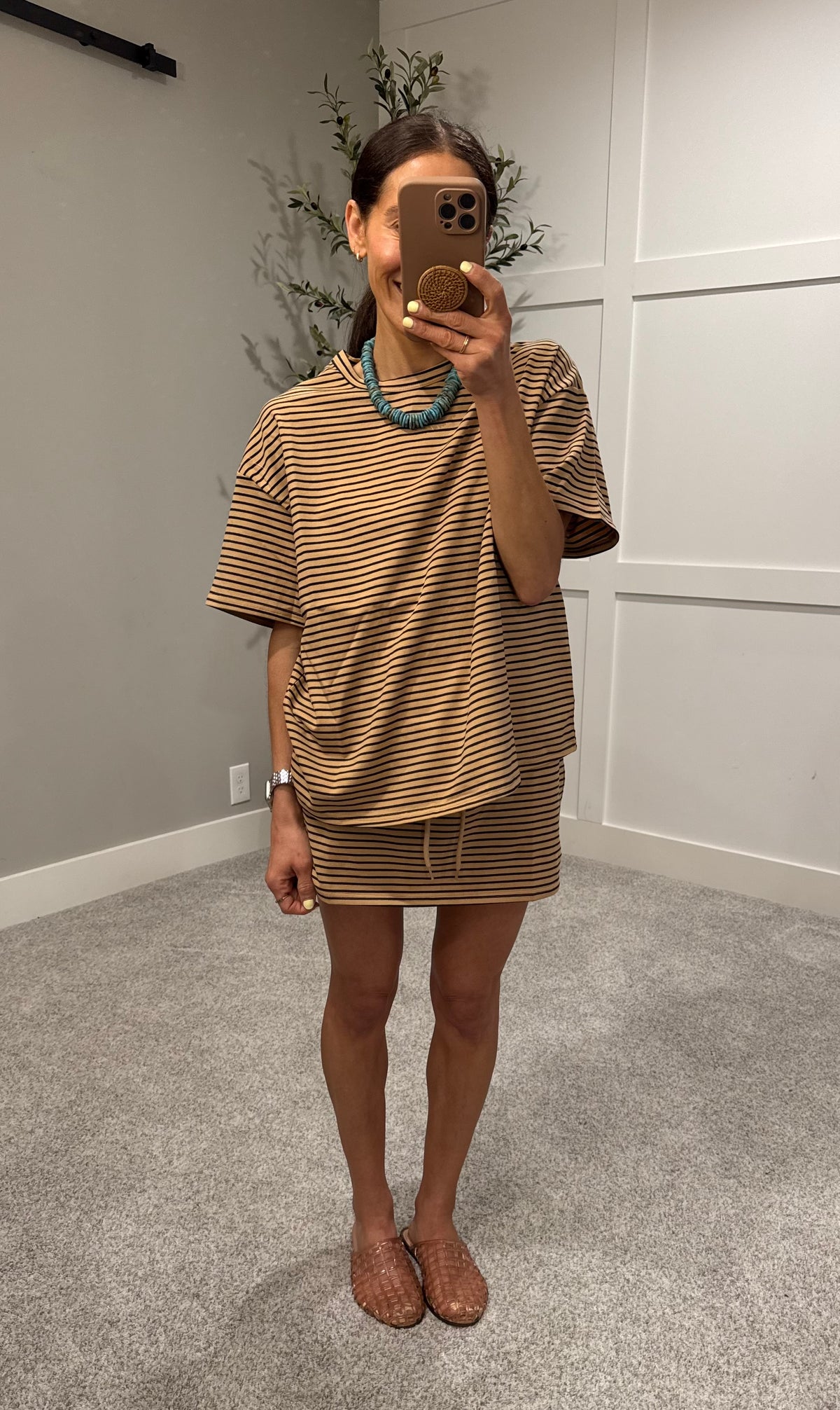 Ryder Striped Set | Tan/Navy