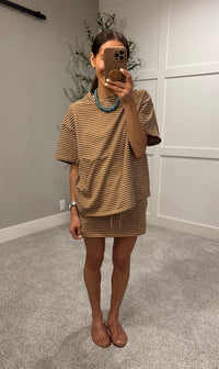 Ryder Striped Set | Tan/Navy