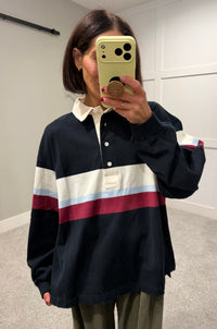 Rugby Printed Striped Pullover | Black