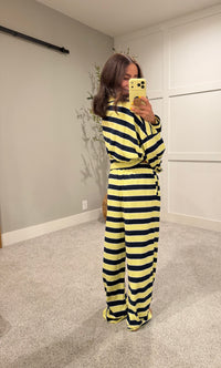 Sheila Striped Pants | Lemon/Navy