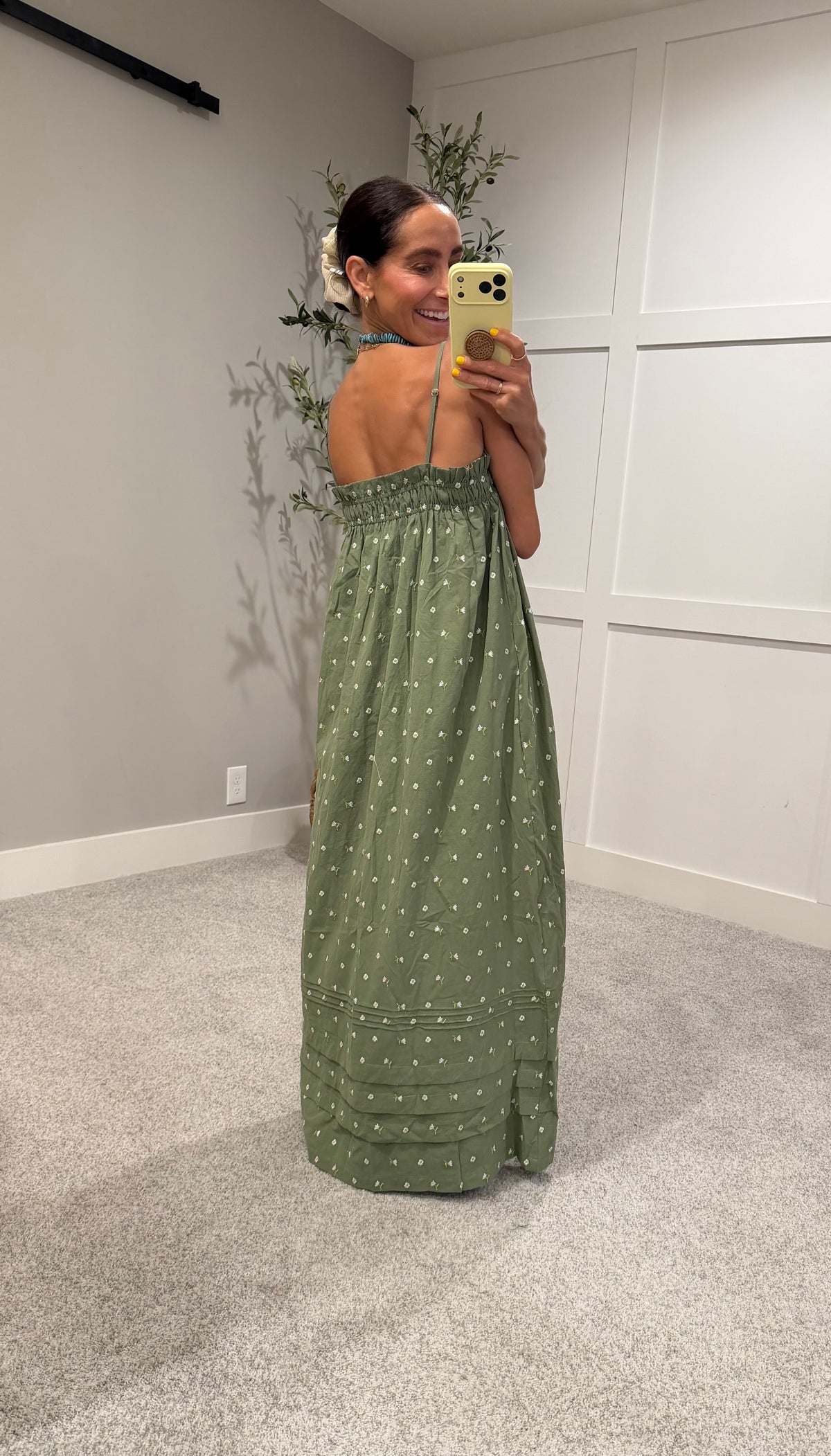 Noah Floral Embroidered Dress | Olive