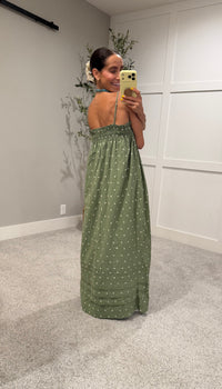 Noah Floral Embroidered Dress | Olive