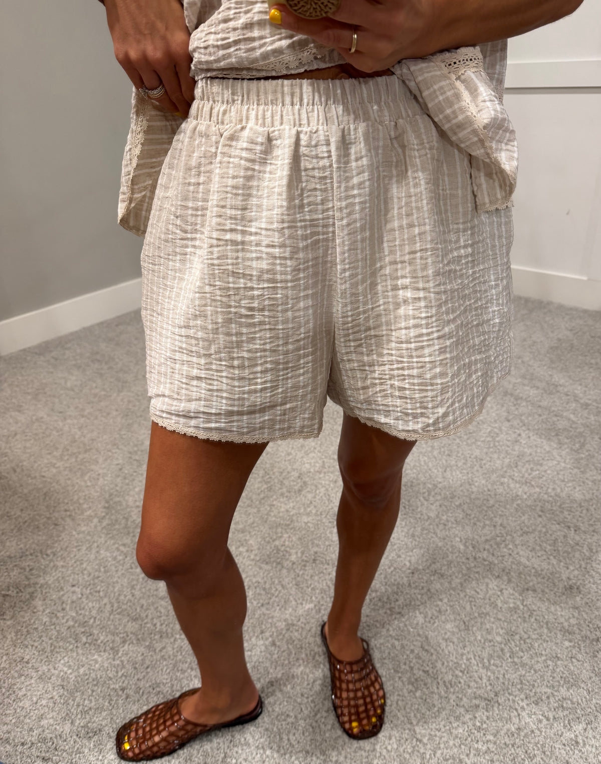 Stassi Lace Striped Set | Natural